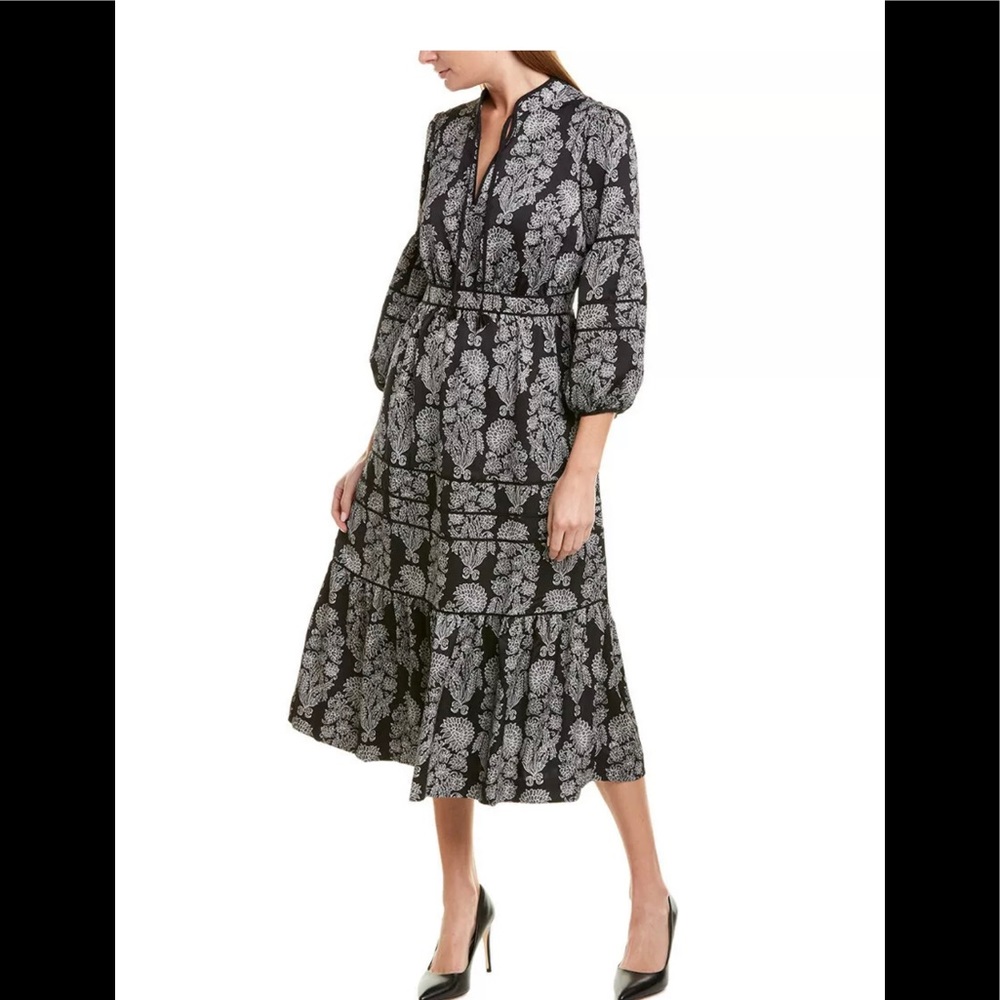 ❌SOLD❌ J crew  midi dress 0 black white floral